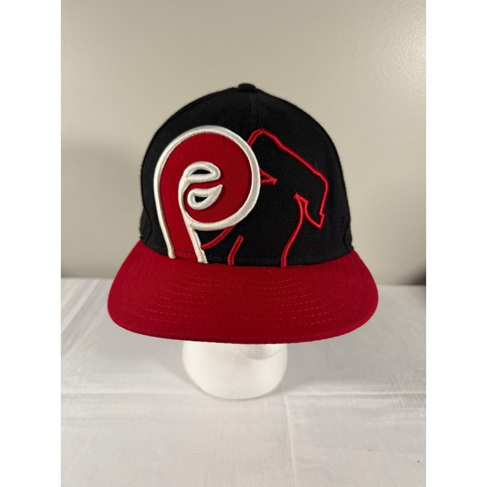 New Era 59FIFTY Philadelphia Phillies Hat Cooperstown Black Red Fitted 7 1/2